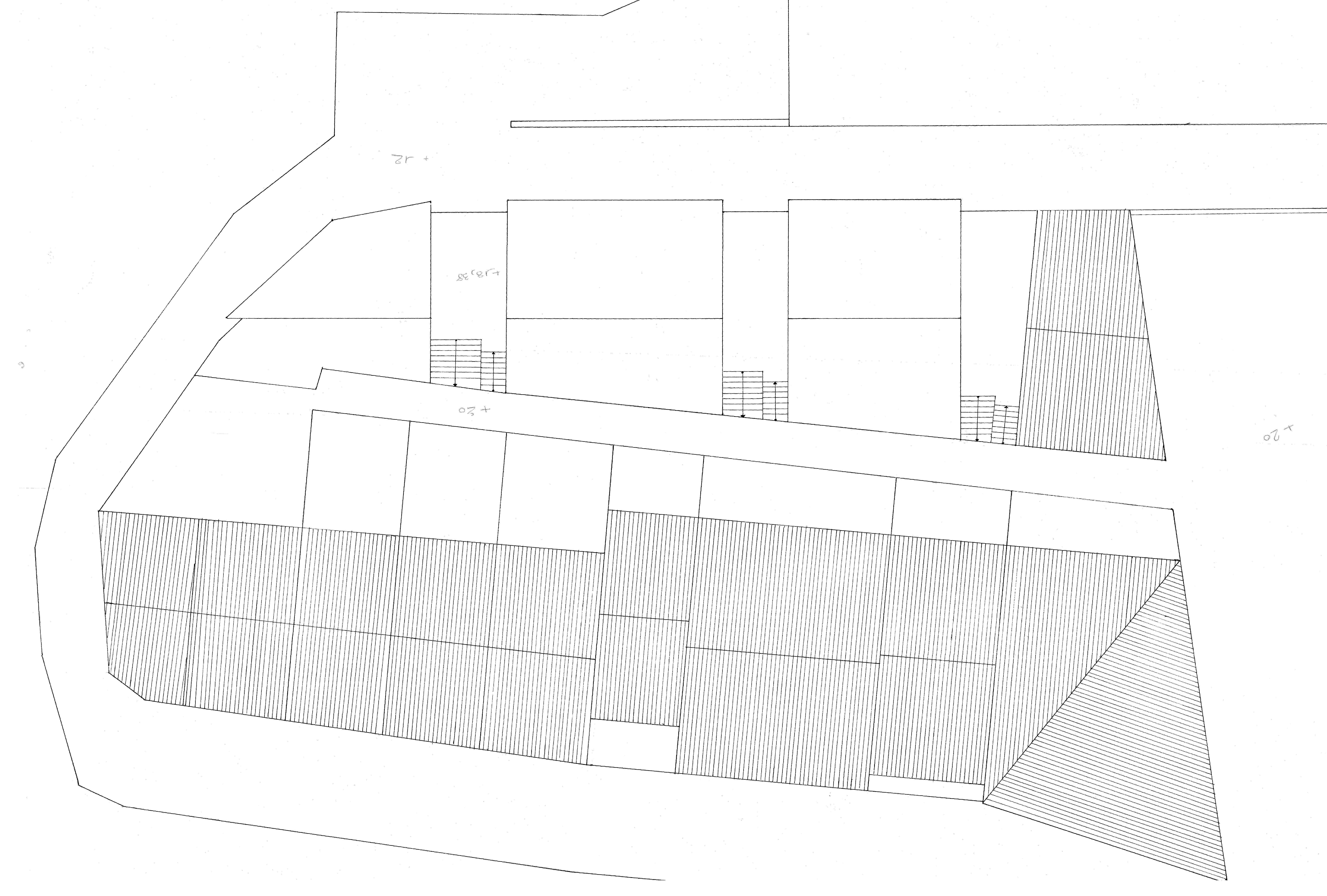 Plan de toiture des trois maisons à l'Estaque